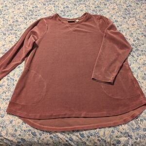 Women's Pink Long Sleeve Velour Top